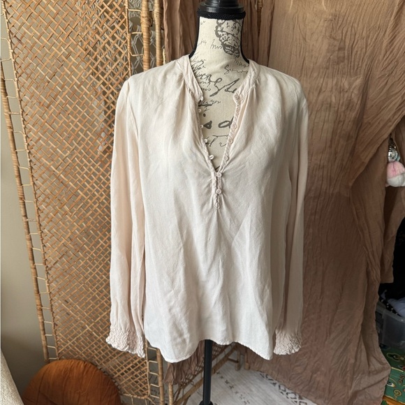 Cloth & Stone Cream Button-Front Blouse - Picture 1 of 14